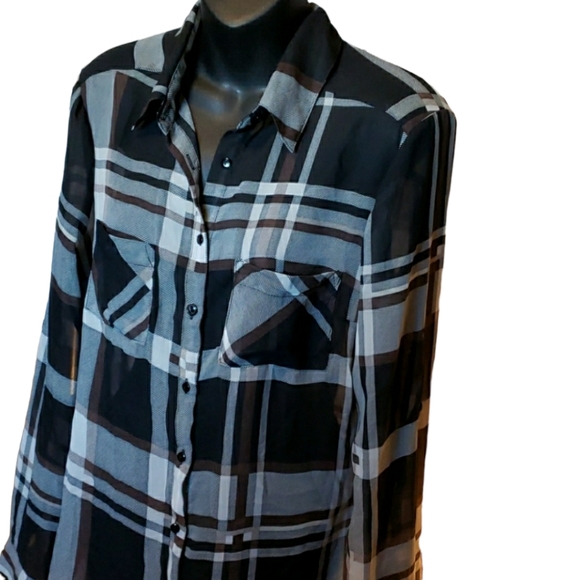 Plaid Semi-Shear Button Up - Picture 5 of 7
